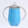 Sippy Mugs 10oz哺乳瓶ステンレス鋼タンブラーハンドル真空断熱漏れ防止トラベルカップの子供用水ボトル