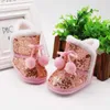 Warm Winter Baby Boy Girl Sequin Snow Boots with Plush Ball Infant Anti-slip Toddler Shoes Newborn Cotton Shoe G1023