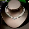 Kolczyki Naszyjnik Hibride Elegancki CZ Dubai Biżuteria Zestawy Nigerii Wedding African Bridal Jewellery 4 SZTUK Mujer zestaw Cadenas Y Aretes N-1901