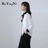 Weiße schwarze Hemden weibliche Zauberfarbe Chiffon OL lose lässige Langarm-Büro-Damenblusen grundlegende koreanische Blusas 210506