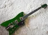 6 Strings Green Unusual Shaped Electric Guitar with Tremolo,Rosewood Fretboard