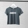 Impresión de letras Sexy Crop Top Mujeres Verano Manga corta Gris Algodón Camiseta O Cuello Y2k Tops Casual Vintage Gráfico T Shirts 210406