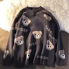 Женские свитеры Женские рождественские письма Cartoon Cute Bear Full Print Wine Red Weater Winter O-образный случай повседневная мода.