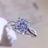 Diamond Test Past Ring 925 Silver Excellent Cut 1 Carat D Color Moissanite Anelli di fidanzamento Gioielli Regalo per ragazze adolescenti