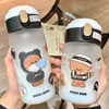 Bear straw Tumblers portable creative personality trend cute glass cartoon handy cup 4 styles 320 450ml