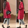 Spring Autumn Arts Style Women V-neck Vintage Trench Single Breasted Cotton Linen Jacquard Casual Warm Long Coat M317 210512