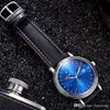 Men's High Quality Constellation Watch Blue Star Dial Leather Strap Waterproof Women's Brand Clothing quartz Horoscope wrist