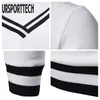 UrsportTech T-shirt Hommes Grand Taille à manches longues V-Col V solide Sexy Sexy Manches T-shirt Hommes Chemises occasionnelles pour Hommes Patchwork Tops Tees 210528