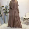 Ethnische Kleidung Hijab Kleid Lange 2021 Frauen Ärmel Rüschen Lose Plus Größe Malaysia Türkei Abaya Dubai Muslim Islamischen