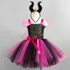 Clothing Sets Children's Halloween Girls Dress witch performance dress mesh puffy skirt send headdress