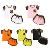 Vêtements d'été pour bébé, haut léopard, chemise, Patchwork, nœud papillon, pantalon court, ensemble 2 pièces, tenues pour nourrissons, 6 modèles, BT6453