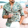 Koszule ptaków Mężczyźni Z Długim Rękawem Casual Stand Collar Mężczyzna Koszula Wiosna Jesień Biznes Work Chemise Homme Print Dress Camisas 210524