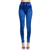 Spodnie damskie Capris Imitacja dżinsów Legginsy Nadruk Super elastyczna Kobiety Wysoka talia BuLift Skinny Cropped Streetwear Regularny 2021