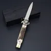 Medium Ack 19,5 cm mes Bill Deshivs Leverletto horizontale D2 Blade Classic Antler Handle enkele actie Pocket vouwmessen