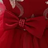 1 ans anniversaires bébé fille robe dentelle perles fleur baptême pour vêtements fête mariage princesse es Infantil 210508