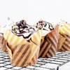 Bicchieri di carta da forno Fodere per cupcake Marrone Bianco Tulipano Carta pergamena oleata Tazze per muffin Involucri per torta XBJK2203