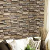 Bakgrundsbilder Heminredning 3D PVC Träkornvägg klistermärken Papper Brick Stone Wallpaper Rustik Effekt Selfadhesive Sticker Room2209045