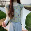 Nomikuma Japan Style Flower Pattern Vintage Vest Women Backless Lace Up Casual Gilet retrò femminile Sweet All-match Top 210514