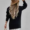 2021 nuove donne autunno mezzo collo alto pullover femminile tinta unita manica lunga maglia grossa maglioni moda donna o'collo top Y1110