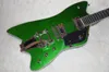 6 Strings Green Unusual Shaped Electric Guitar with Tremolo,Rosewood Fretboard