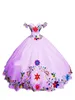 2022 Vintage Vit Blommor Broderad Bröllopsklänning Av Axeln Satin Big Bow Ball Gowns Corset Bridal Klänningar Mexikansk stil