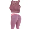 Damskie damskie tracki Athvotar Fitness Dress Kobiety Stroje Dot Trening Wysoka Talia Legginsy i Sexy Beauty Back Bra Siłownia Dwa kawałek zestaw