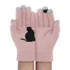 Five Fingers Gloves Winter Ribbed Knitted Full Fingered Women Men Classic Basic Thicken Lining Mittens Thermal Wrist