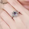 Anillos de racimo Lingmei Bohemia Estilo Multicolor Rojo Blanco Zircon Plata Anillo de bodas Tamaño 6 7 8 9 Navidad Mujeres Joyería Regalos