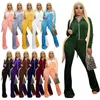 Velor Tracksuits Designer Mulheres 2 peças Sets Sportswear Velvet Manga Longa Casacos + Roupas de Calças Flared Plus Size