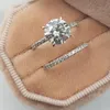 Fashion Silver Color Jewelry Simple Design Round Zircon Bridal Wedding Engagement Ring For Woman Rings