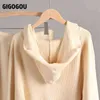 GIGOGOU Autumn Two/2 Piece Set Women Cardigan Sweater Tracksuits Batwing Sleeve Hooded Winter Harem Carrot Pants Suits 211221