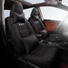 Anpassad fit Full Set Car Seat Covers för Toyota RAV4 2013 2014 2015 2016 2017 2018 2019 med vattentät läder Black2781