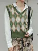 여성 조끼 V 넥 대학 마름모 민소매 조끼 211220에 대한 스웨터 여성의 니트 겨울 패션