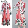 abito estivo boho stampato a fiori a pois celebrità per donna abito midi da vacanza a trapezio increspato in pizzo patchwork plus size z 210421