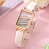 Relógios de pulso relógio de moda para mulheres femininas retângulo quartzo relógio de pulso cinto de couro simples ladies relógios 2022 Gift Girlfriend