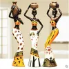 3PCS /セット樹脂アフリカ人フィギュア彫刻部族レディフィギュニー像の装飾グラウンドアートピース屋内事務所勉強室EL 210924