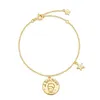 Personalised Ladi Tiny Round Bracelet Gold Plated S925 Sterling Sier Disc Coin Pendant Bracelet