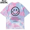 Män Slips Dye Letter Skriv ut T-shirt Hip Hop Streetwear hajuku Tshirt Sommar Kortärmad T-shirt Bomull Casual Toppar Tees 210726