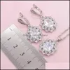 Boucles d'oreilles collier ensembles de bijoux arrivées mariage pour femmes brillant blanc zircon cubique Sier couleur bague Bracelet boucle d'oreille boîte-cadeau Drop Deli