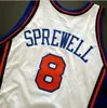 Chen37 raro Baloncesto Jersey Hombres Mujeres jóvenes Vintage 8 Latrell Sprewell P MARCA 00 01 Escuela secundaria Tamaño S-5XL personalizado cualquier nombre o número