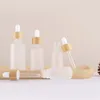 Clear And Frosted E Liquid Empty Glass Pipette Dropper Bottles with Bamboo Wooden Cap