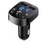 Bluetooth Version 5.0 FM-Transmitter, Auto-Adapter-Set, MP3-Musik-Player, Handy, Schnellladegerät, Freisprechen mit QC3.0, Dual-USB-Voltmeter, AUX IN/OUT, DC 12/24 V