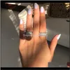 Smycken Drop Leverans 2021 Vecalon Starlight Promise Ring 925 Sterling Sier Fem Bländande lager Diamond CZ Engagement Bröllopsband Ringar för