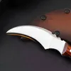 屋外サバイバルKrambit Claw Knife D2 Blade Dalbergiaハンドル戦術救助ポケット固定刃ナイフハンティングフィッシングEDCツールA3902