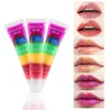 5 in 1 Rainbow Sugar Tasty Lip Gloss Changing Color Sexy Cute Lips Balm Hydrating Roll-on Fruit Essencial Oil Lipgloss