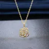 Naszyjniki Wisiorek Złoty Hollow Zamożny Kwiat Naszyjnik Bogaty Camellia Rhinestone Urok Lolita Akcesoria Dla Kobiet Złoty Łańcuch 2021