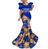 Fashion African Dress Women Long Party african print dresses with White Pearl Lace Flower Bazin Riche Lady Long Dress WY284