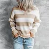 Kobiety swetry kobiety Sweter Kobiet Sweter ciepły skoczek kolorowy Temperament Losy dzianinowe pasiaste pullouvery harajuku