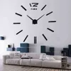 DIY väggklocka vardagsrum ny akryl kvarts klocka 3d klockor reloj de pared hem dekoration varm metall vägg klistermärke h1230