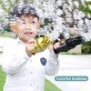 Kids Novelty Games Automatic Gatling Bubble Gun Toys Summer Soap Water Bubbles Machine 2-in-1 Electric For Children Gift Toy 0210